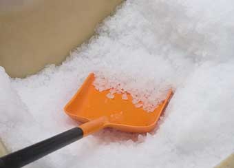 ice on shovel