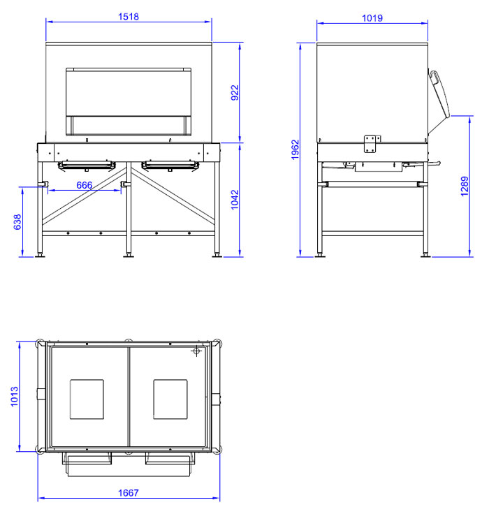 dimensioned drawing for BK400 WB storage bin