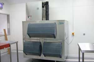 1.2 tonne ice machine on 970kg storage in fish processor