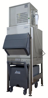350kg ice machine on 200kg bin and cart ice storage system image